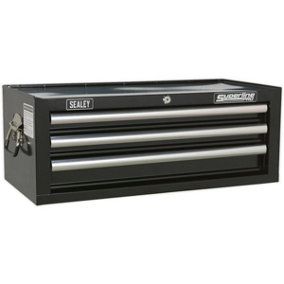 670 x 320 x 255mm BLACK 3 Drawer MID-BOX Tool Chest Lockable Storage Cabinet