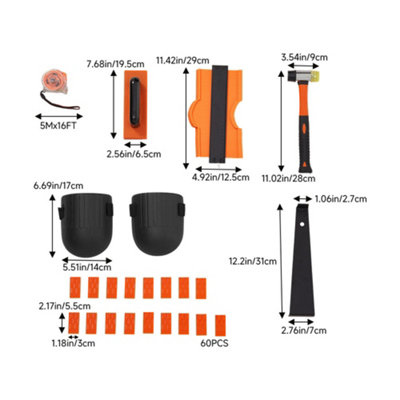 67Pcs Laminate Flooring Kit Fitting Tools Installation Kit with 60 Floor Spacers, Tapping Block, Pull Bar and Tape Measure