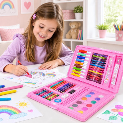 68 Piece Children's Painting and Drawing Set Colouring Pencils Felt Tip ...