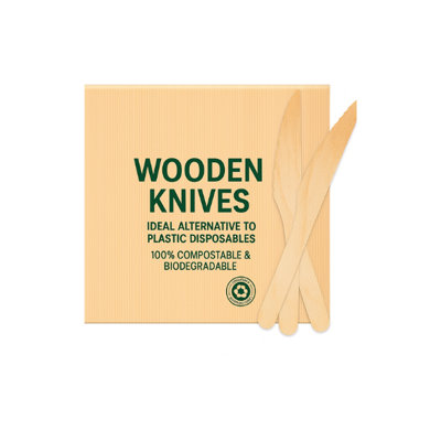 H4H 100 Wooden Cutlery Disposable Biodegradable Birch Wood Utensils Ideal For Parties Picnics Weddings Bbqs And Events from B&Q