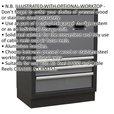 680mm Modular Reel Cabinet with 3 Drawers for Cable and Air Hose Storage