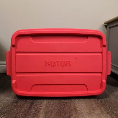 68L Black and Red Tuff Stackable Storage Box with Lid and Carry