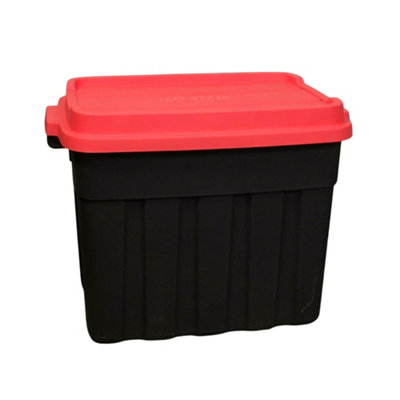 68L Black and Red Tuff Stackable Storage Box with Lid and Carry
