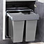 68L Pull Out Integrated Kitchen Waste & Recycling Bin for 600mm Wide Cabinet 1x34L + 2x17L Compartments Soft Close Base Mounted