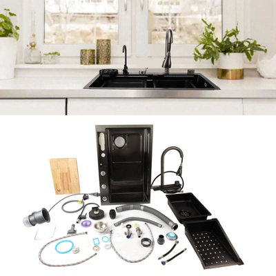 68x45cm thick stainless steel undercounter kitchen sink with digital display