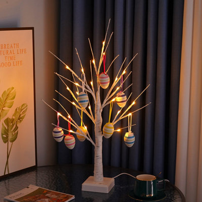 24 Led Birch Tree Lights Easter Decoration  With Hanging Eggs from B&Q