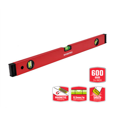 Workpro Magnetic Aluminium Spirit Level 600mm from B&Q