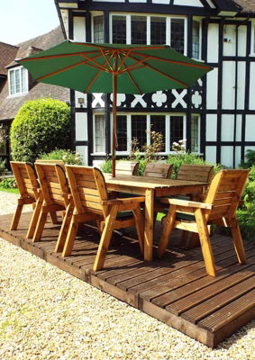 Charles Taylor Trading Eight Seater Rectangular Table Set With CushionsW340 X D216 X H98Fully AssembledGreen from B&Q