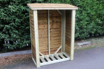 B&Q -  Heavy Duty Log StoreOutdoor Firewood Wooden Garden Timber Log StoreL60 X W120 X H180 CmMinimal Assembly Required