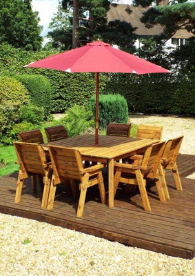 Charles Taylor Trading Eight Seater Square Table Set With CushionW250 X D250 X H98Fully AssembleBurgundy from B&Q