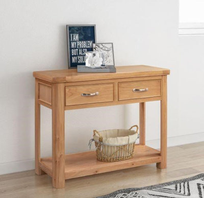 Buttercup Farm Bologna Console Table With 2 DrawersD42 X W100 X H80 CmOak from B&Q