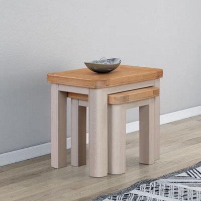 Buttercup Farm Bologna Painted Nest Of TablesD38 X W58 X H50 CmOak from B&Q