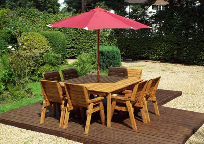 Charles Taylor Trading Eight Seater Square Table Set With CushionsW250 X D250 X H98Fully AssembleBurgundy from B&Q