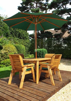 Charles Taylor Trading Four Seater Rectangular Table Set With CushionsW220 X D190 X H98Fully AssembledGreen from B&Q
