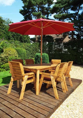 Charles Taylor Trading Six Seater Rectangular Table Set With CushionsW290 X D245 X H98Fully AssembledBurgundy from B&Q