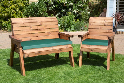 Charles Taylor Trading Three Seat Companion Set Angled With CushionsW230 X D90 X H98Fully AssembledGreen from B&Q