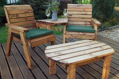 Charles Taylor Trading Twin Companion Dining Set Angled With CushionsW160 X D170 X H98Fully AssembledGreen from B&Q