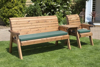 Charles Taylor Trading Four Seater Companion Set Straight With CushionsW260 X D74 X H98Fully AssembledGreen from B&Q