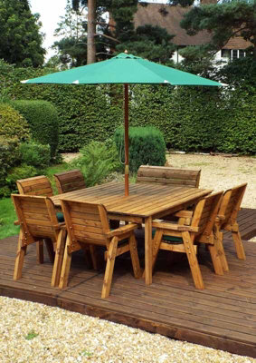 Charles Taylor Trading Eight Seater Square Table Set With CushionsW250 X D250 X H98Fully AssembleGreen from B&Q