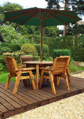 Charles Taylor Trading Four Seater Round Table Set With CushionsW230 X D230 X H98Fully AssembledGreen from B&Q