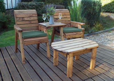 Charles Taylor Trading Twin Companion Dining Set Straight With CushionsW160 X D170 X H98Fully AssembledGreen from B&Q