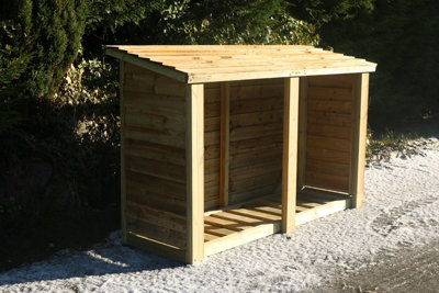 B&Q -  Heavy Duty Log StoreOutdoor Firewood Wooden Garden Timber Log StoreL60 X W180 X H120 CmMinimal Assembly Required