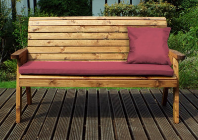 Charles Taylor Trading Three Seater Winchester Bench With Burgundy CushionsFully Assembled W170 X D74 X H98 from B&Q