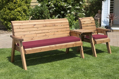 Charles Taylor Trading Four Seater Companion Set Straight With CushionsW260 X D74 X H98Fully AssembledBurgundy from B&Q