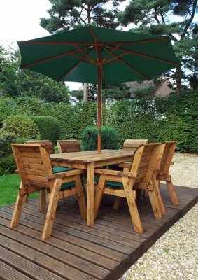 Charles Taylor Trading Six Seater Rectangular Table Set With CushionsW290 X D245 X H98Fully AssembledGreen from B&Q