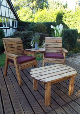 Charles Taylor Trading Twin Companion Dining Set Angled With CushionsW160 X D170 X H98Fully AssembledBurgundy from B&Q