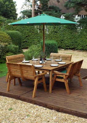 Charles Taylor Trading Eight Seater Square Table Set With CushionW250 X D250 X H98Fully AssembledGreen from B&Q