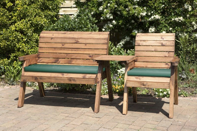Charles Taylor Trading Three Seat Companion Set Straight With CushionsW262 X D74 X H98Fully AssembledGreen from B&Q