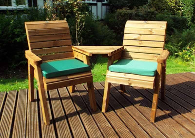 Charles Taylor Trading Twin Companion Set Angled With CushionsW180 X D90 X H98Fully AssembledGreen from B&Q