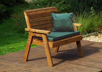 Charles Taylor Trading Traditional Two Seater Bench With Green CushionsFully Assembled W118 X D74 X H98 from B&Q