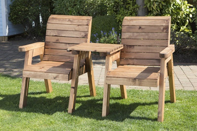 Charles Taylor Trading Twin Companion (Straight) Set BoxedWooden Garden Love SeatW160 X D74 X H98 Flat Packed from B&Q