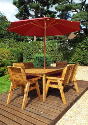 Charles Taylor Trading Six Seater Rectangular Table Set With CushionW290 X D245 X H98Fully AssembledBurgundy from B&Q