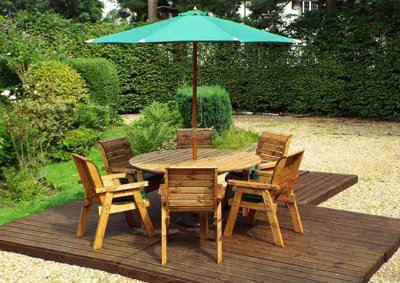 Charles Taylor Trading Six Seater Circular Table Set With CushionsW280 X D280 X H98Fully AssembledGreen from B&Q