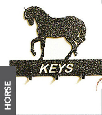 Horse Key HolderRackSolid SteelW15 X H9 CmPowder Coated Black from B&Q