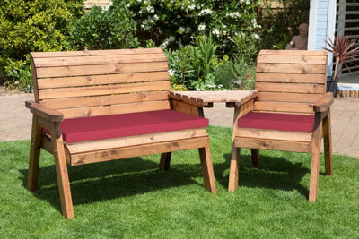 Charles Taylor Trading Three Seat Companion Set Angled With CushionsW230 X D90 X H98Fully AssembledBurgundy from B&Q