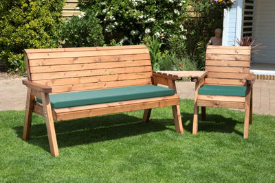 Charles Taylor Trading Four Seater Companion Set Angled With CushionsW280 X D90 X H98Fully AssembledGreen from B&Q