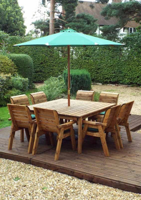 Charles Taylor Trading Eight Seater Square Table Set With CushionW250 X D250 X H98Fully AssembleGreen from B&Q
