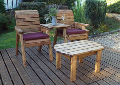 Charles Taylor Trading Twin Companion Dining Set Straight With CushionsW160 X D170 X H98Fully AssembledBurgundy from B&Q
