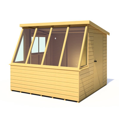 Shire Iceni 8 X 8 Feet Potting Shed Pre Hung Doors With Opening Glass Side Window Style B