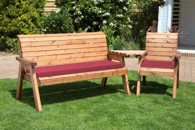 Charles Taylor Trading Four Seater Companion Set Angled With CushionsW280 X D90 X H98Fully AssembledBurgundy from B&Q