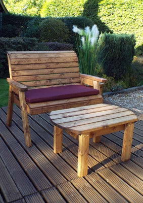 Charles Taylor Trading Deluxe Bench Set With CushionsW120 X D170 X H98Fully AssembledBurgundy from B&Q