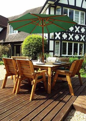 Charles Taylor Trading Eight Seater Square Table Set With CushionsW250 X D250 X H98Fully AssembledGreen from B&Q