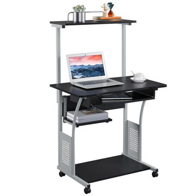 Yaheetech 3 Tier Computer Desk With Printer Shelf And Keyboard TrayHome Office Workstation Rolling Study Pc Laptop Table For from B&Q