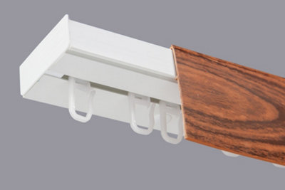 - Single Curtain Ceiling Rail Track Pcv 300 Cm (L) Hooks + Cherry Cover