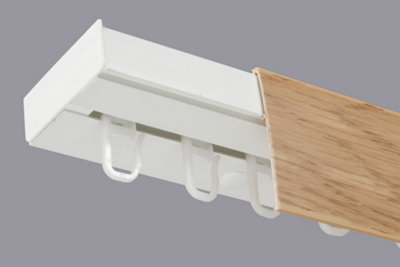  - Single Curtain Ceiling Rail Track Pcv 300 Cm (L) Hooks + Light Oak Cover