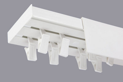  - Double Curtain Ceiling Rail Track Pcv 300 Cm (L) Clips + White Cover